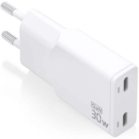 Carregador de Parede GaN Aisens ASCH-30W2P048-W/ 2xUSB Tipo-C/ 30W/ Branco