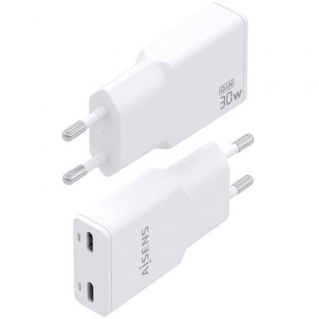 Carregador de Parede GaN Aisens ASCH-30W2P048-W/ 2xUSB Tipo-C/ 30W/ Branco - Imagem 3