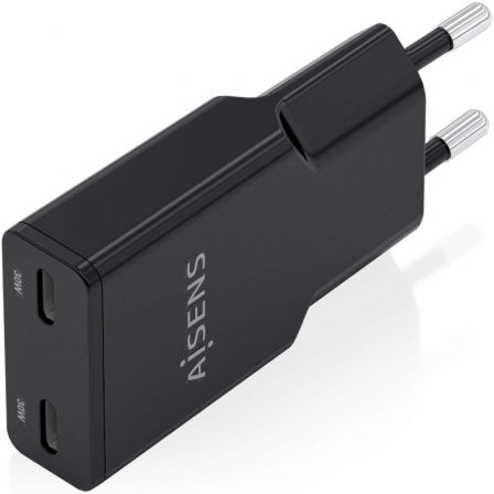Carregador de Parede GaN Aisens ASCH-30W2P049-BK/ 2xUSB Tipo-C/ 30W/ Preto - Imagem 2