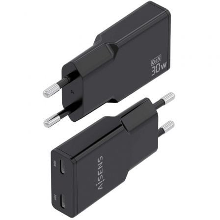 Carregador de Parede GaN Aisens ASCH-30W2P049-BK/ 2xUSB Tipo-C/ 30W/ Preto - Imagem 3