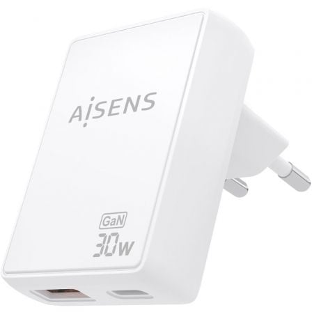Carregador de Parede GaN Aisens ASCH-30W2P074-W/ 1xUSB Tipo-C/ 1xUSB/ 30W/ Branco - Imagem 2