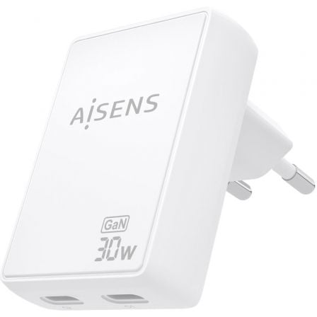Carregador de Parede GaN Aisens ASCH-30W2P075-W/ 2xUSB Tipo-C/ 30W/ Branco - Imagem 2