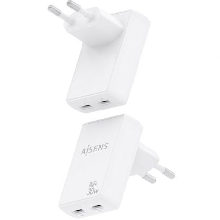 Carregador de Parede GaN Aisens ASCH-30W2P075-W/ 2xUSB Tipo-C/ 30W/ Branco - Imagem 3