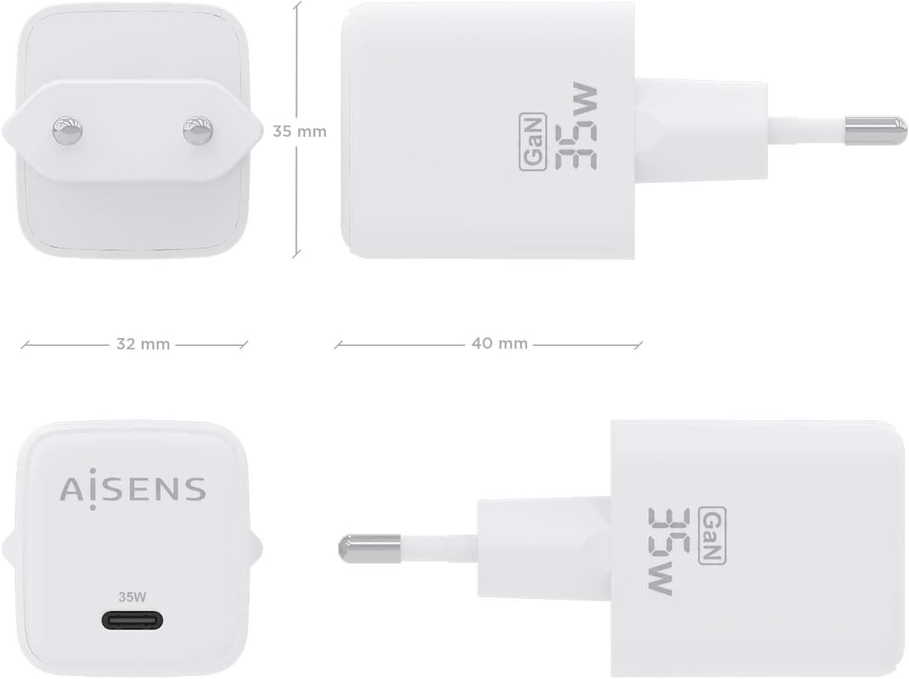 Carregador de Parede GaN Aisens ASCH-35W1P016-W/ 1xUSB Tipo-C/ 35W - Imagem 4