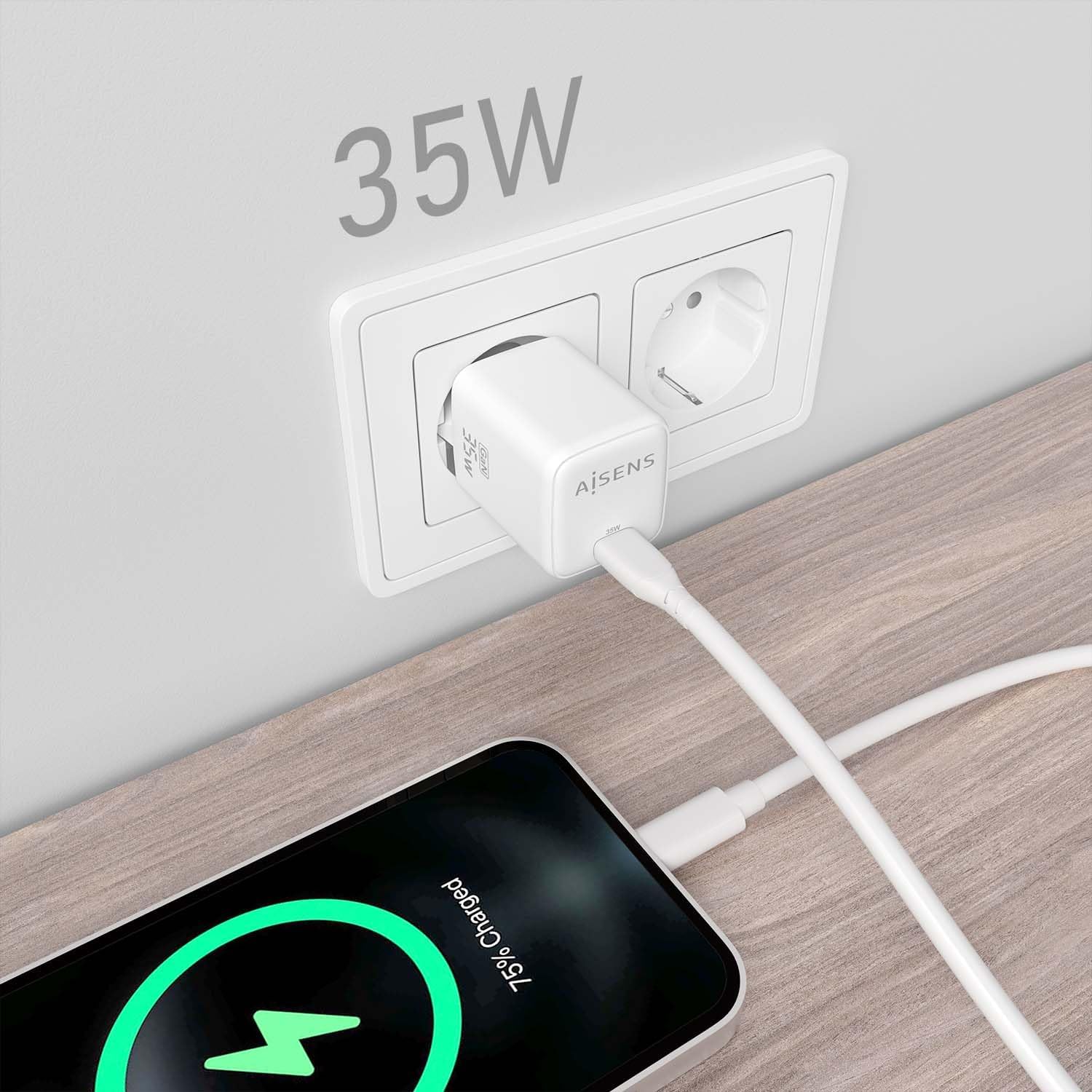 Carregador de Parede GaN Aisens ASCH-35W1P016-W/ 1xUSB Tipo-C/ 35W - Imagem 5