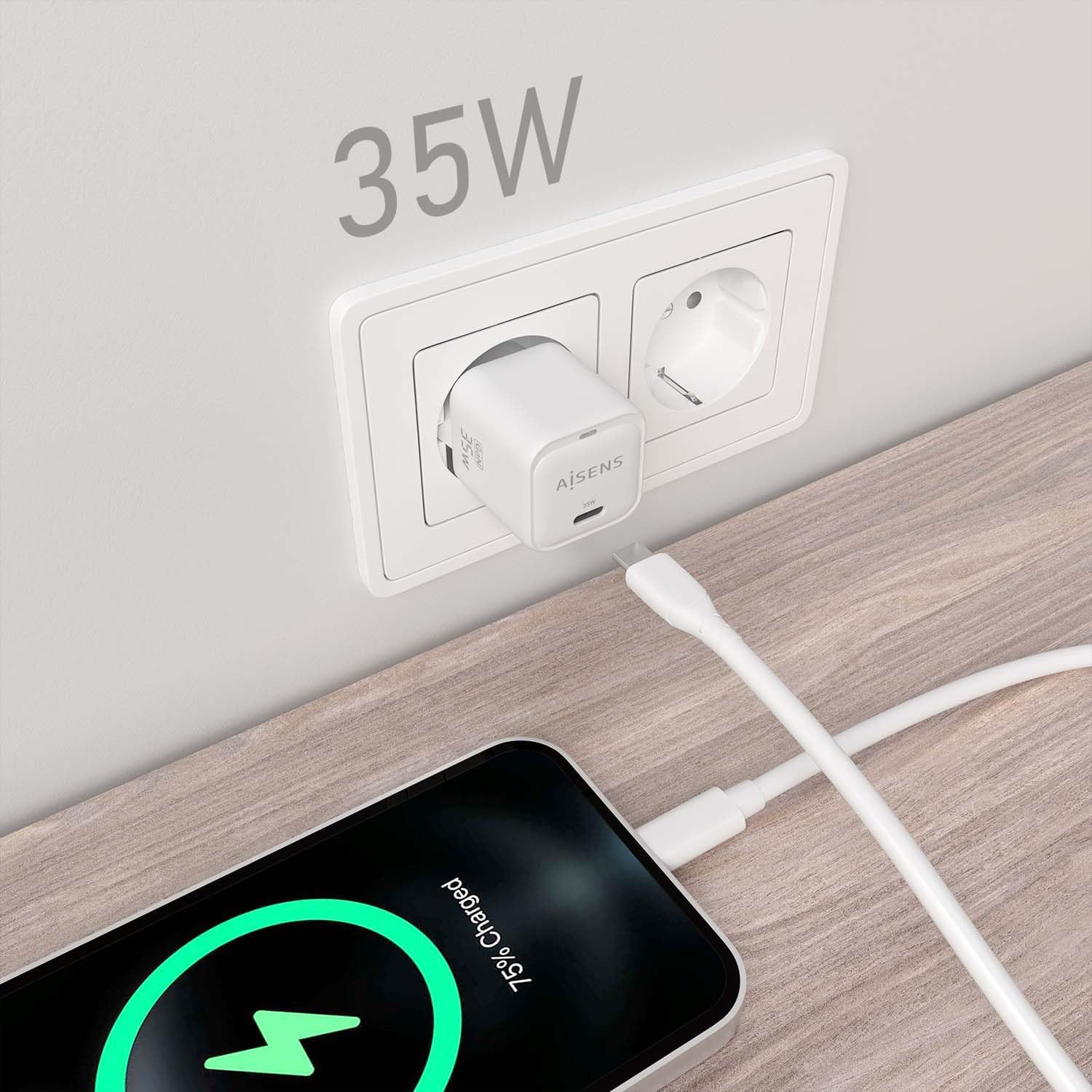 Carregador de Parede GaN Aisens ASCH-35W1P022-W/ 1xUSB Tipo-C/ 35W - Imagem 5