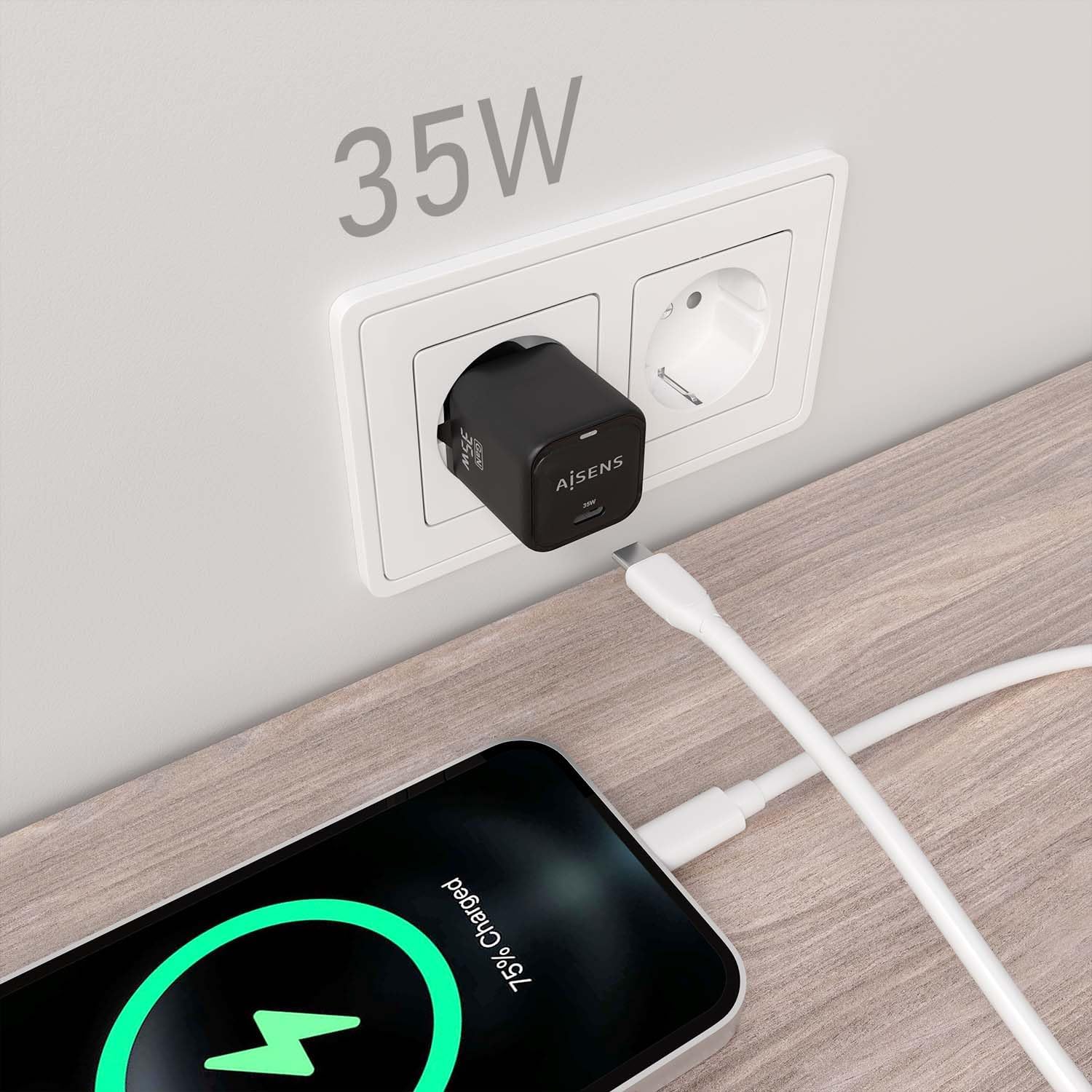 Carregador de Parede GaN Aisens ASCH-35W1P023-BK/ 1xUSB Tipo-C/ 35W - Imagem 5