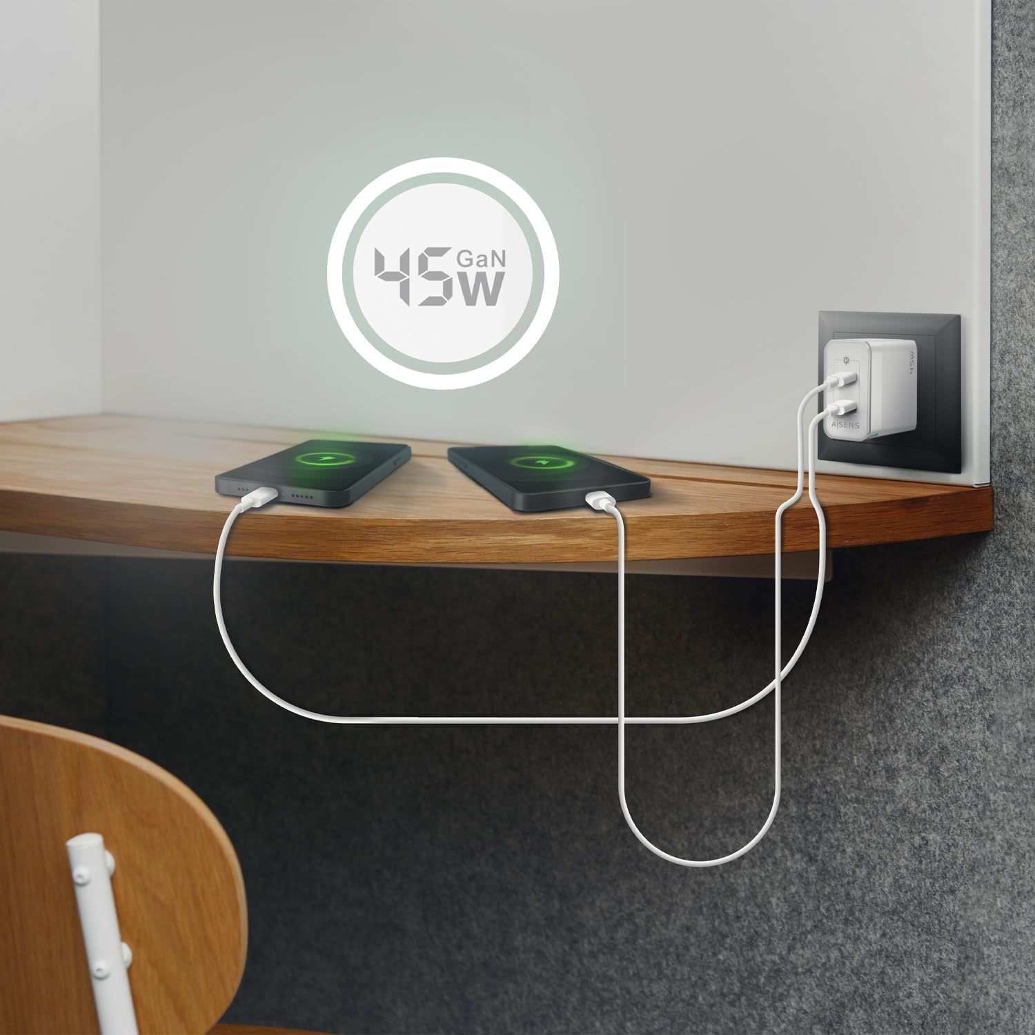 Carregador de Parede GaN Aisens ASCH-45W2P005-W/ 2xUSB Tipo-C/ 45W - Imagem 6