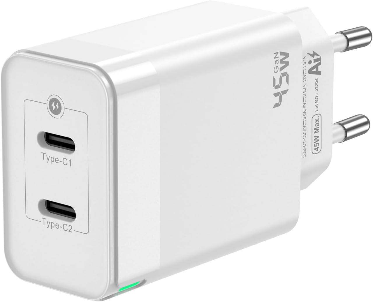 Carregador de Parede GaN Aisens ASCH-45W2P005-W/ 2xUSB Tipo-C/ 45W - Imagem 2