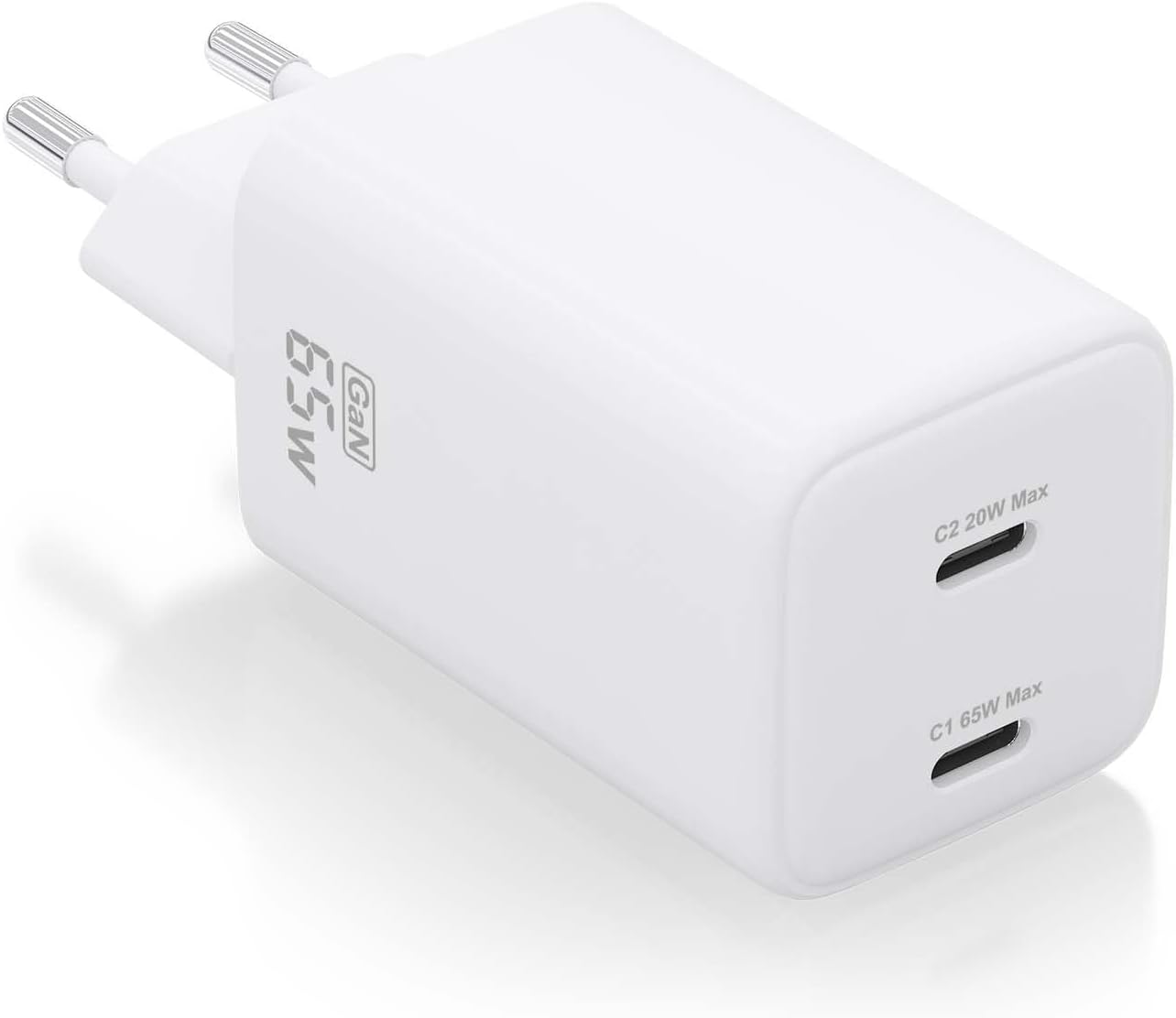 Carregador de Parede GaN Aisens ASCH-65W2P039-W/ 2xUSB Tipo-C/ 65W