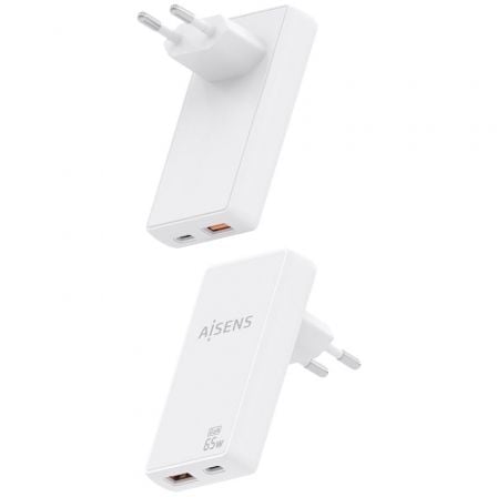 Carregador de Parede GaN Aisens ASCH-65W2P076-W/ 1xUSB Tipo-C/ 1xUSB/ 65W/ Branco - Imagem 3