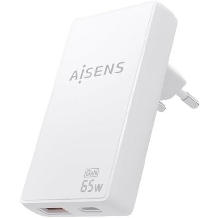 Carregador de Parede GaN Aisens ASCH-65W2P076-W/ 1xUSB Tipo-C/ 1xUSB/ 65W/ Branco - Imagem 2