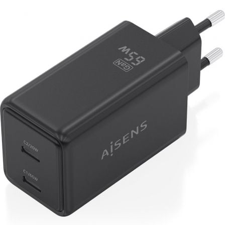 Carregador de Parede GaN Aisens ASCH-65W2P079-BK/ 2xUSB Tipo-C/ 65W/ Preto - Imagem 2