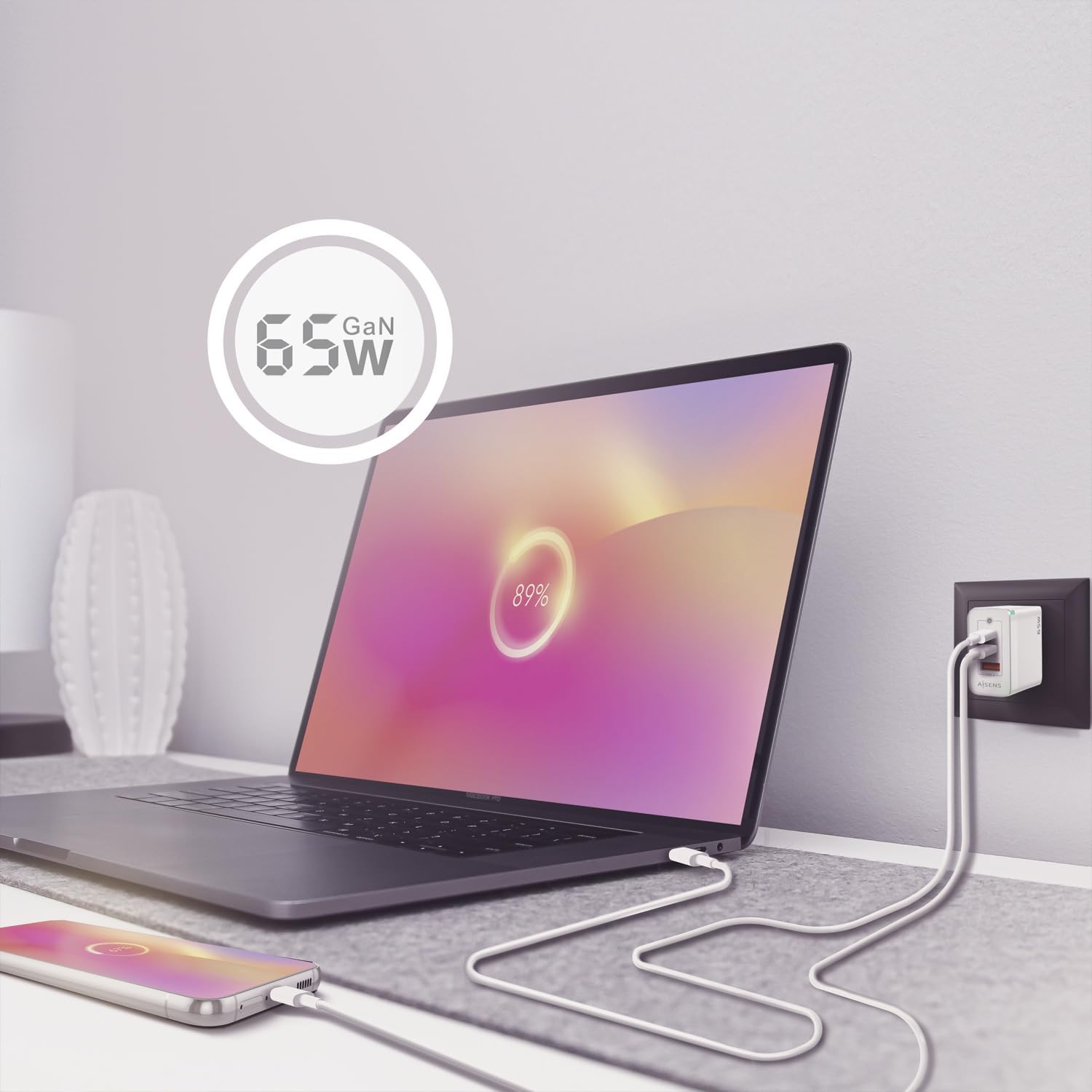 Carregador de Parede GaN Aisens ASCH-65W3P007-W/ 2xUSB Tipo-C/ 1x USB/ 65W - Imagem 7