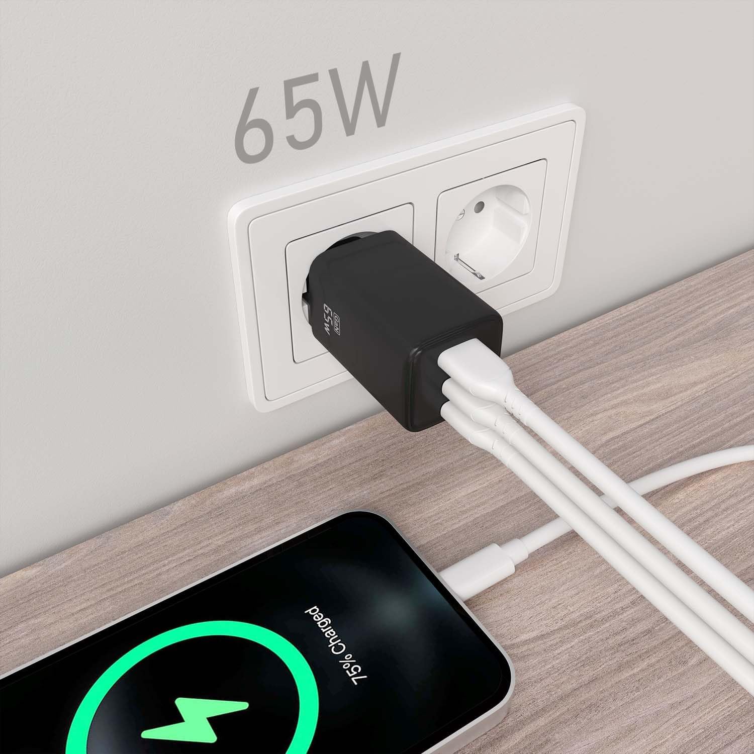 Carregador de Parede GaN Aisens ASCH-65W3P042-BK/ 2xUSB Tipo-C/ 1xUSB/ 65W - Imagem 5