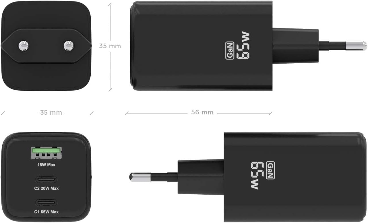 Carregador de Parede GaN Aisens ASCH-65W3P042-BK/ 2xUSB Tipo-C/ 1xUSB/ 65W - Imagem 4