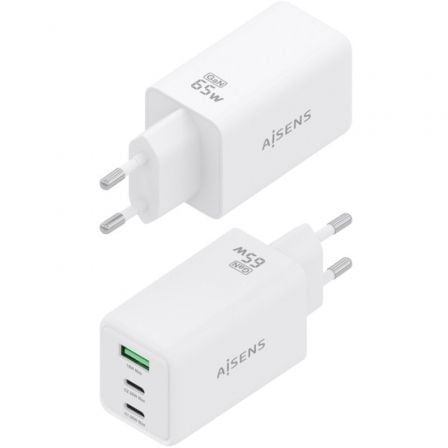 Carregador de Parede GaN Aisens ASCH-65W3P072-W/ 2xUSB Tipo-C/ 1xUSB/ 65W/ Branco - Imagem 3