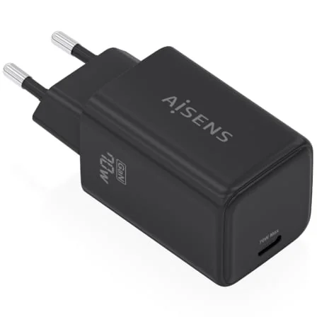 Carregador de Parede AISENS GaN 70W USB-C PD 3.2 QC 4.0 Preto