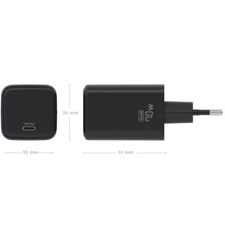 Carregador de Parede AISENS GaN 70W USB-C PD 3.2 QC 4.0 Preto - Imagem 4