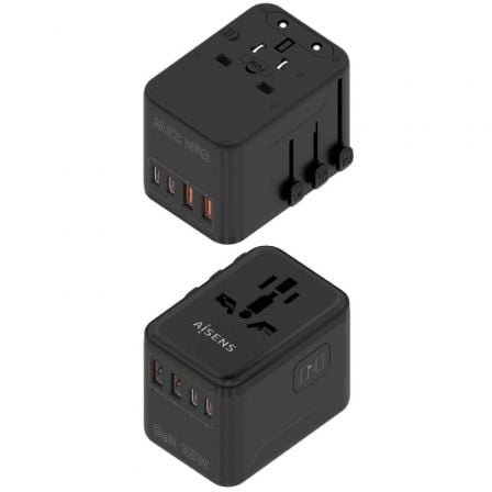 Carregador de Parede Universal GaN para Viagem Aisens ASPS-2A2C08-BK/ Tomada de Corrente Universal/ 2xUSB Tipo-C/ 2xUSB/ 25W - Imagem 2