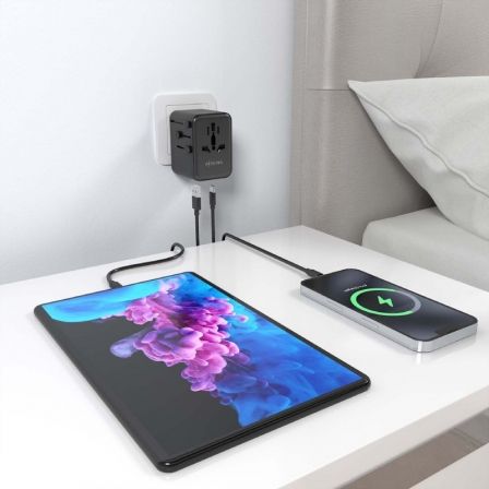 Carregador de Parede Universal GaN para Viagem Aisens ASPS-2A2C08-BK/ Tomada de Corrente Universal/ 2xUSB Tipo-C/ 2xUSB/ 25W - Imagem 5
