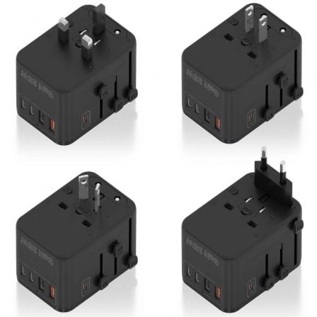 Carregador de Parede Universal GaN para Viagem Aisens ASPS-2A3C09-BK/ Tomada de Corrente Universal/ 3xUSB Tipo-C/ 2xUSB/ 35W - Imagem 4