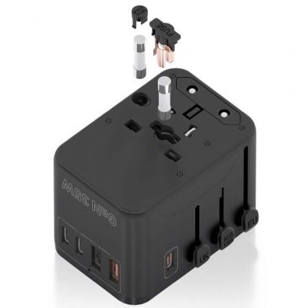 Carregador de Parede Universal GaN para Viagem Aisens ASPS-2A3C09-BK/ Tomada de Corrente Universal/ 3xUSB Tipo-C/ 2xUSB/ 35W - Imagem 3