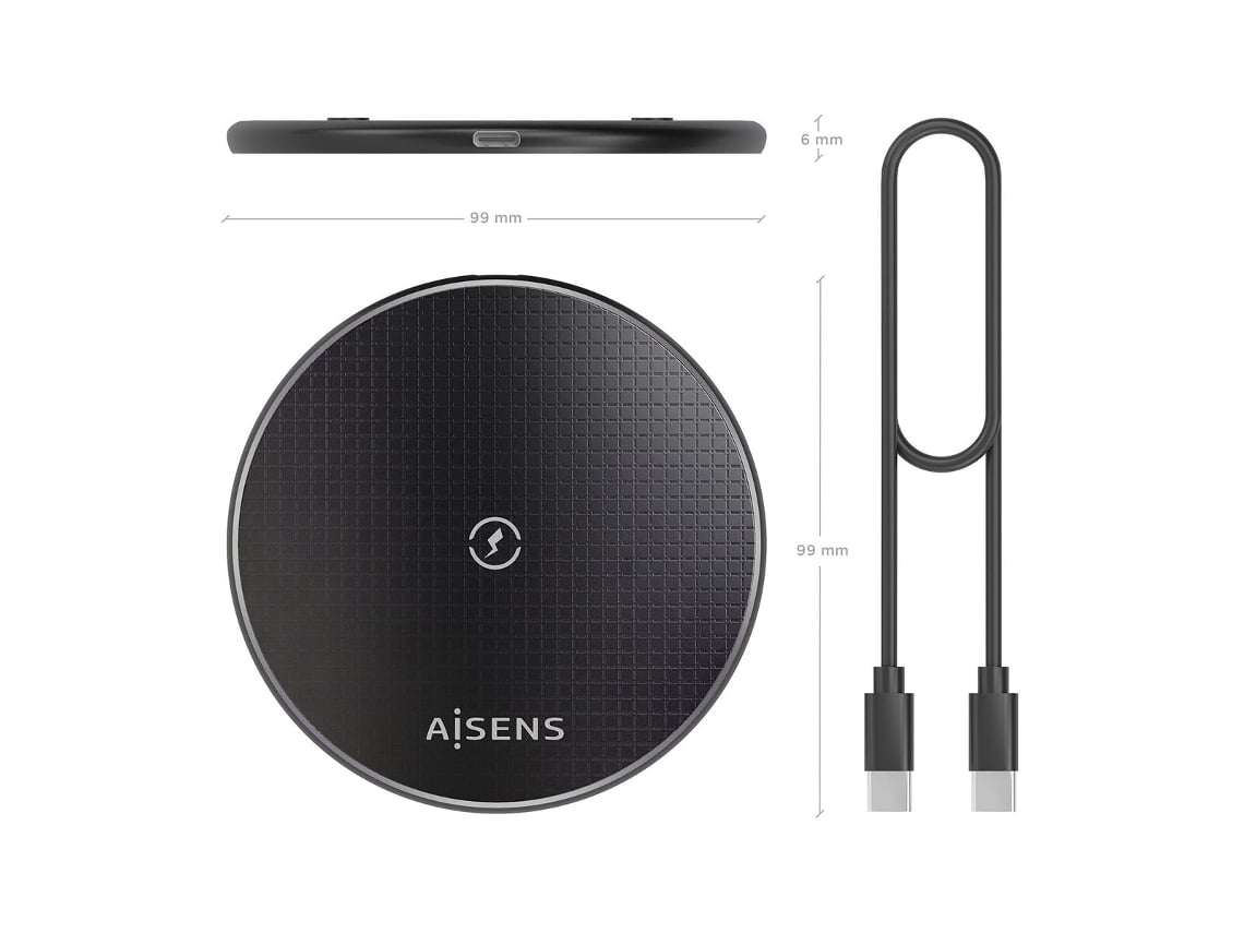 Base de Carga Sem Fios Aisens ASCH-15W1WC058-BK 15W/ Preto - Imagem 4