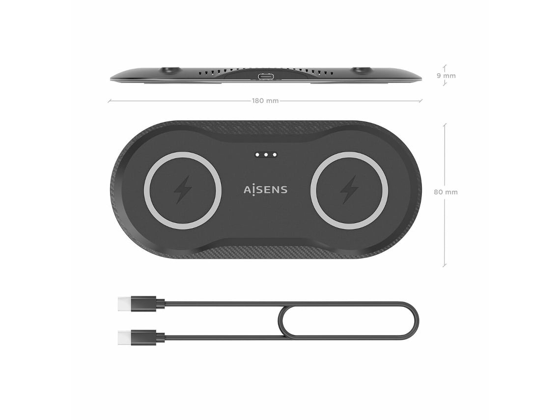 Base de Carregamento Sem Fios Aisens ASCH-15W2WC060-BK/ 15W/ Preto - Imagem 5