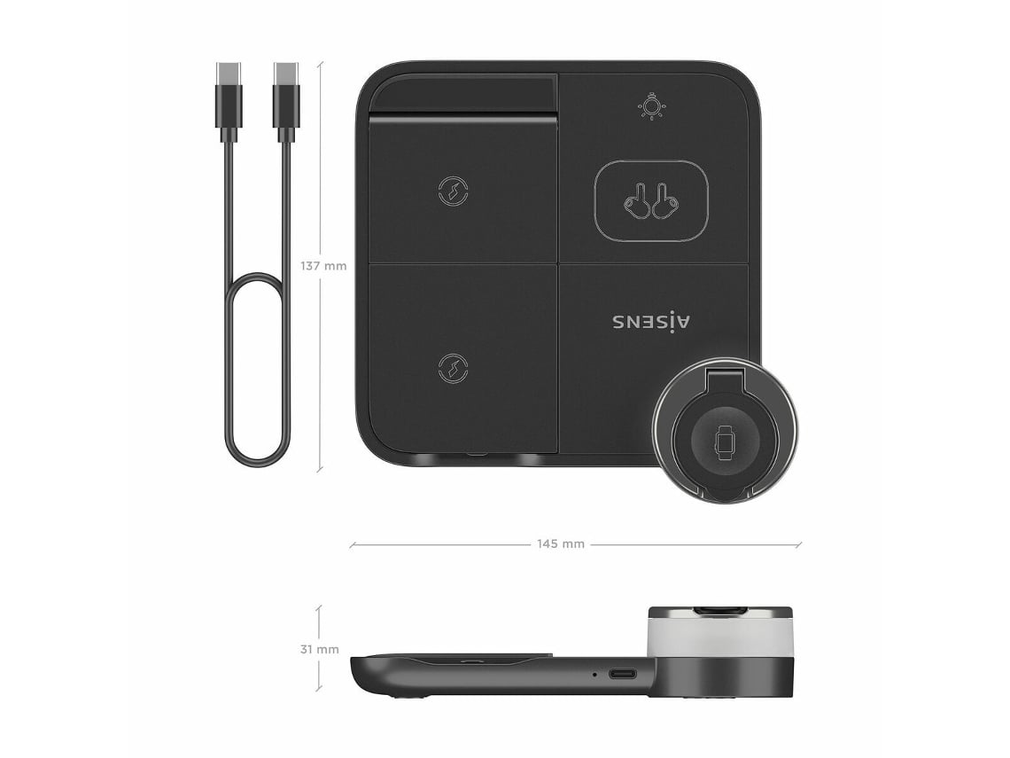 Base de Carga Sem Fios Aisens ASCH-15W4WC062-BK/ 15W/ Preto - Imagem 5