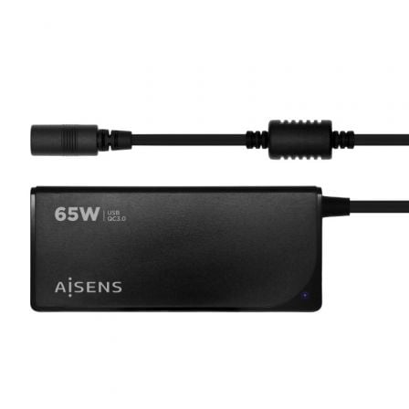 Carregador de Portátil Aisens ASLC-65WAUTO-BK/ 65W/ Automático/ 9 Conectores/ Voltagem 18.5-20V/ 1 USB QC3.0