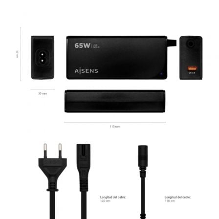 Carregador de Portátil Aisens ASLC-65WAUTO-BK/ 65W/ Automático/ 9 Conectores/ Voltagem 18.5-20V/ 1 USB QC3.0 - Imagem 4
