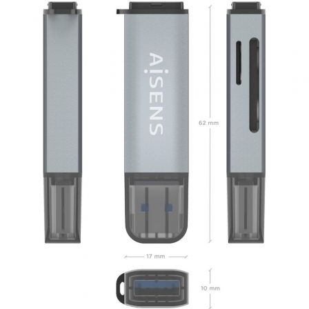Leitor de Cartões Externo Aisens ASCR-2A09-GR/ USB 3.1 - Imagem 4