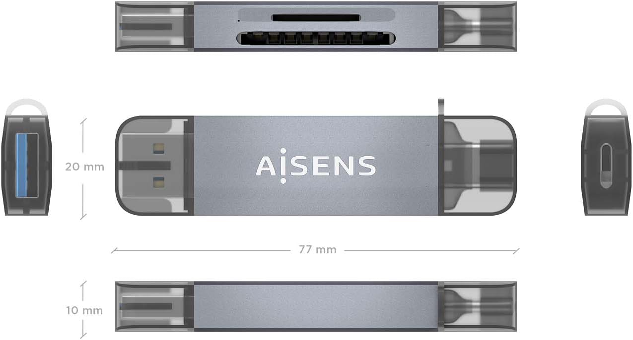 Leitor de Cartões Externo Aisens ASCR-2AC08-GR/ USB 3.1 - Imagem 4