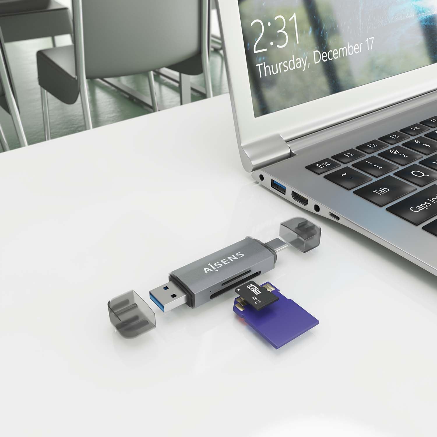 Leitor de Cartões Externo Aisens ASCR-2AC08-GR/ USB 3.1 - Imagem 5