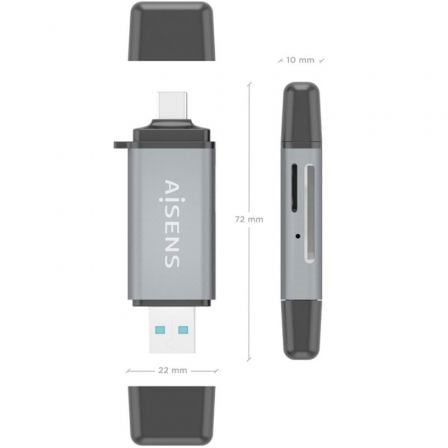 Leitor de Cartões Externo Aisens ASCR-2AC11-GR/ USB 3.1 - Imagem 4