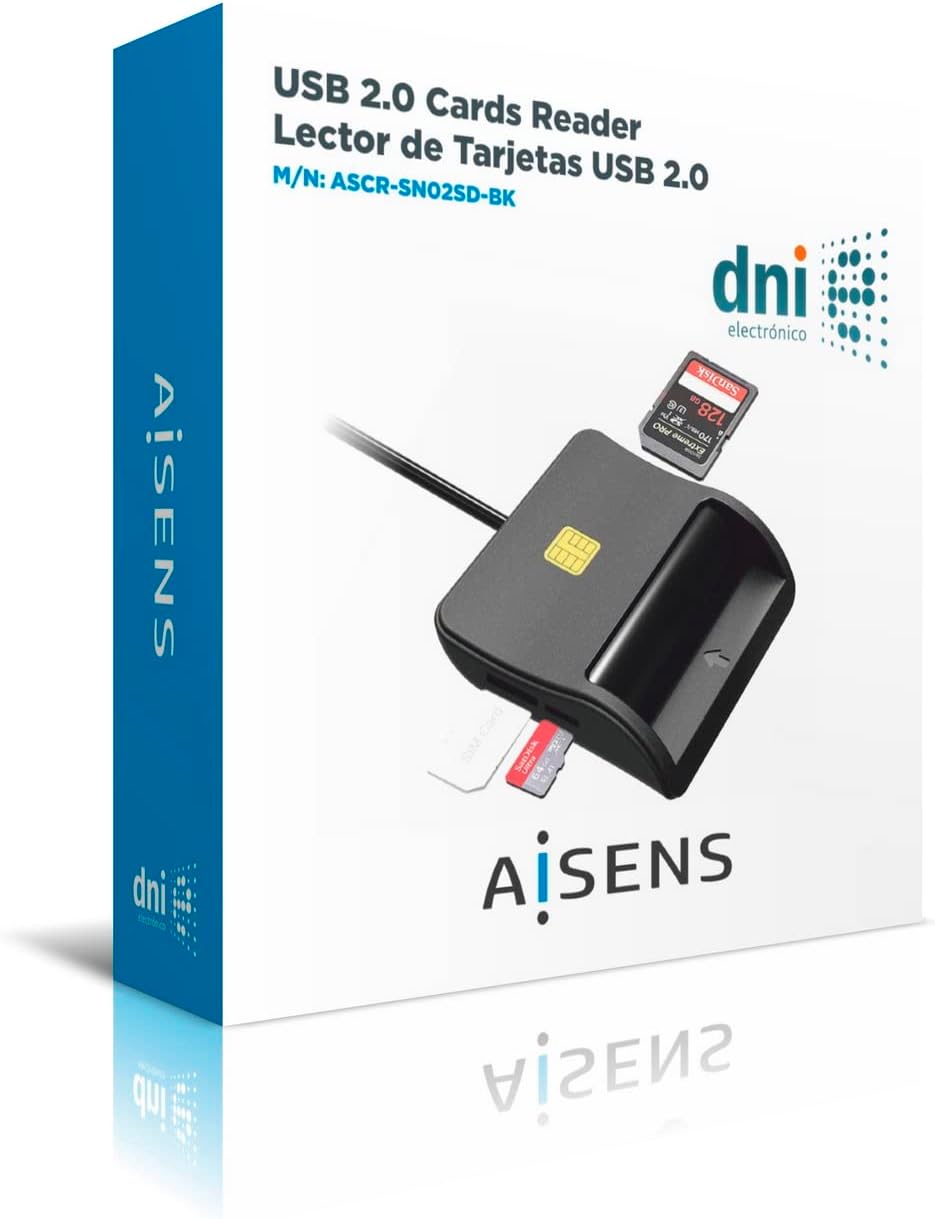 Leitor de Cartão Cidadão e Cartões Aisens ASCR-SN02SD-BK/ USB 2.0/ Preto - Imagem 4