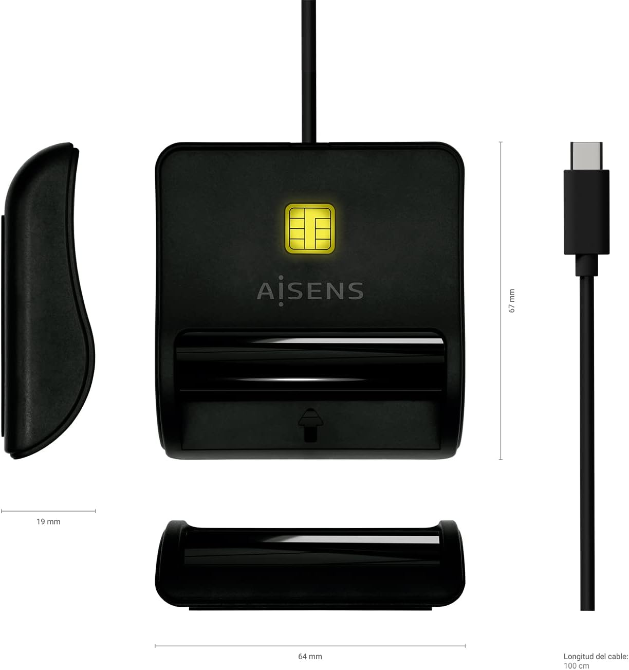 Leitor de DNI USB Tipo-C Aisens ASCR-SN03C-BK/ USB Tipo-C/ Preto - Imagem 4
