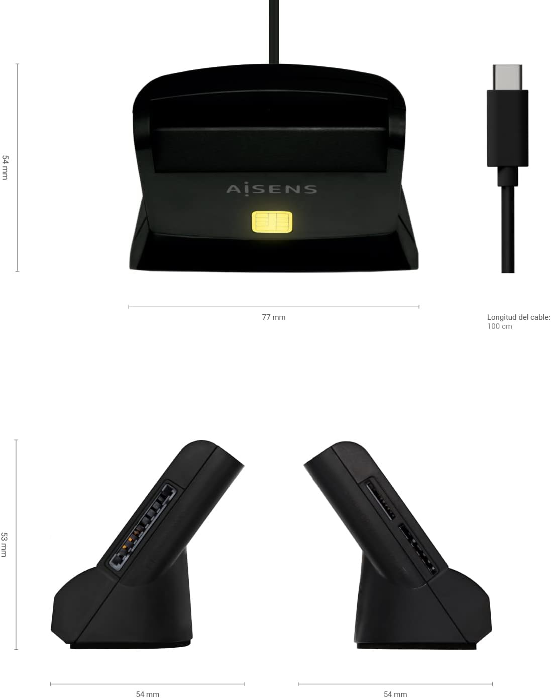 Leitor de DNI e Cartões Aisens ASCR-SN04CSD-BK/ USB Tipo-C/ Preto - Imagem 4