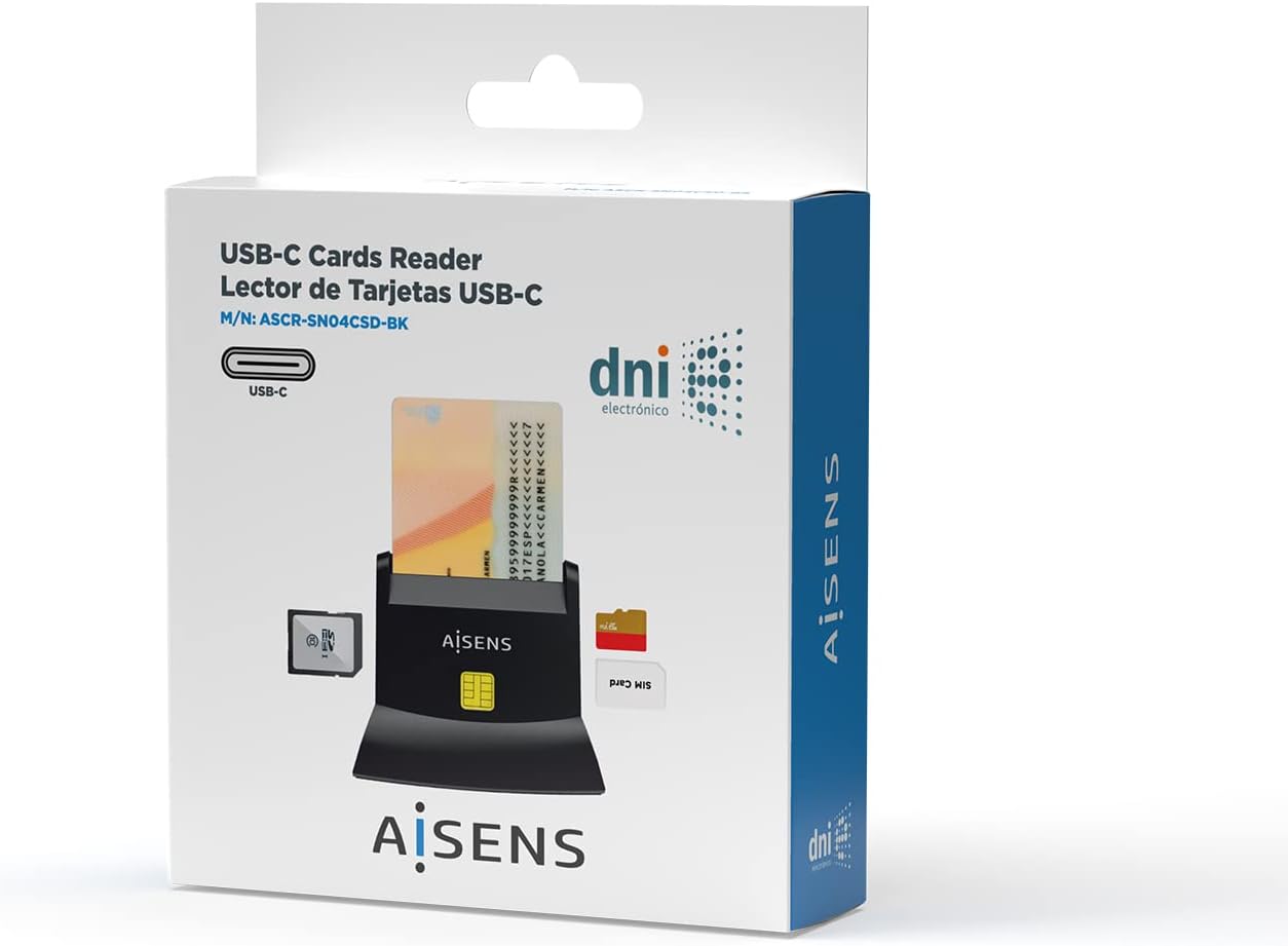 Leitor de DNI e Cartões Aisens ASCR-SN04CSD-BK/ USB Tipo-C/ Preto - Imagem 7