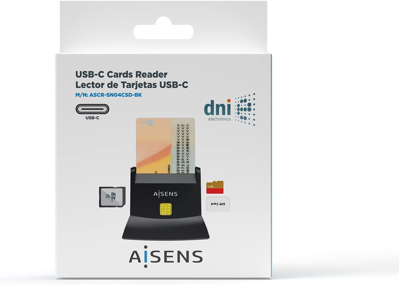 Leitor de DNI e Cartões Aisens ASCR-SN04CSD-BK/ USB Tipo-C/ Preto - Imagem 6