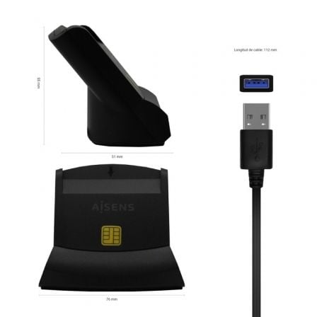 Leitor de DNI e Cartões Aisens ASCR-SN05-BK/ USB 2.0/ Preto - Imagem 3