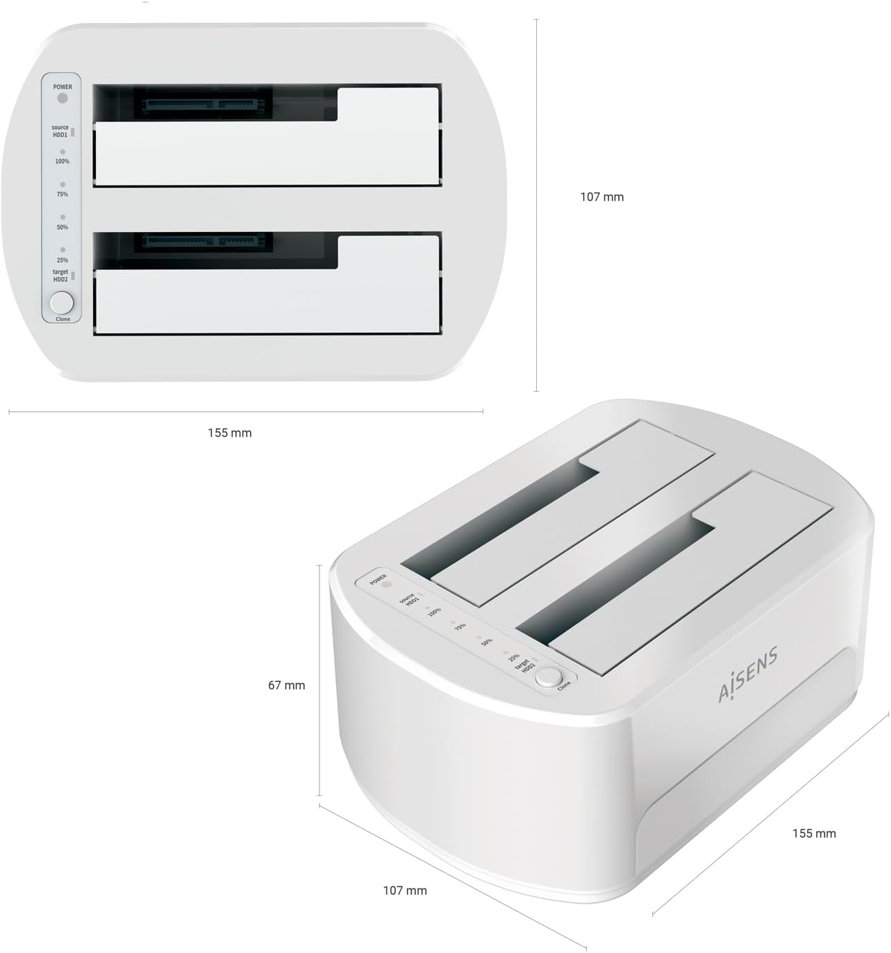 Docking Station para Discos Rígidos Aisens ASDS-D02W - Imagem 4