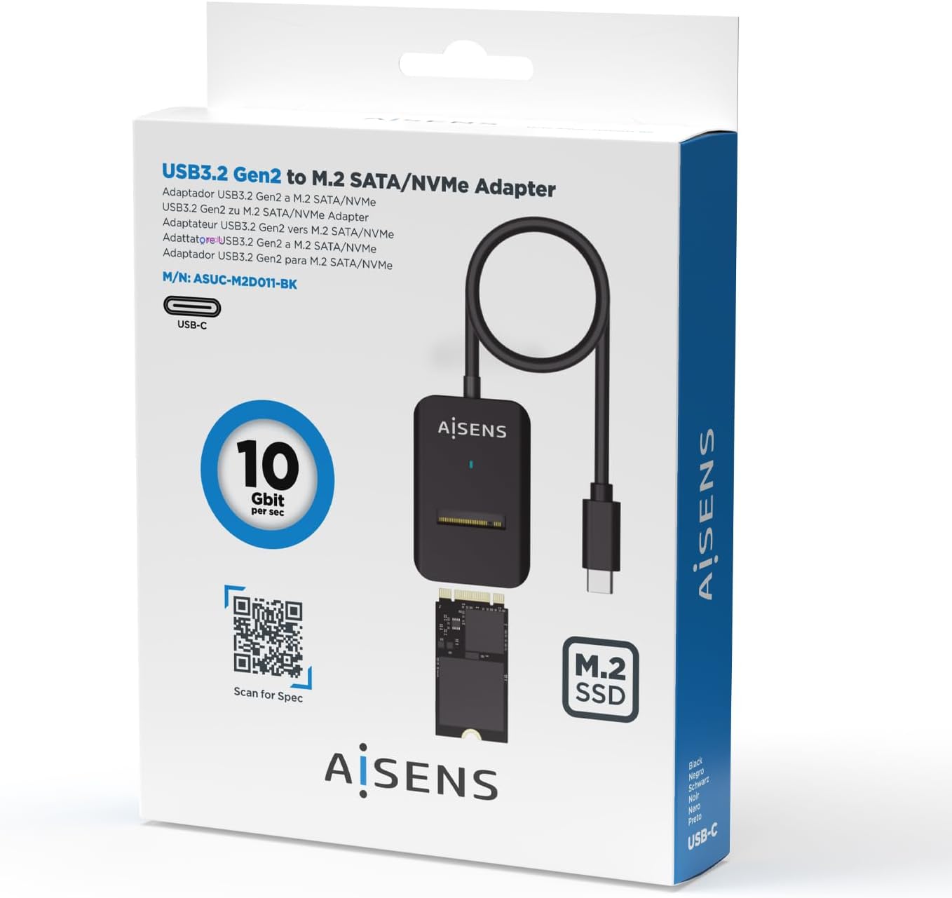 Dock USB Tipo-C para SSD M.2 SATA/NVMe Aisens ASUC-M2D011-BK/ Preto - Imagem 5