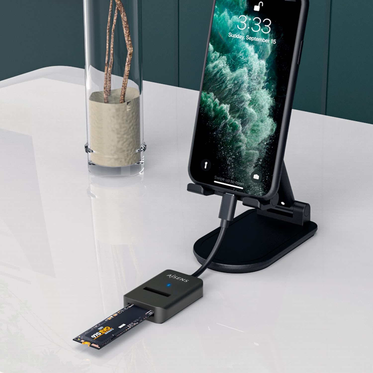 Dock USB Tipo-C para SSD M.2 SATA/NVMe Aisens ASUC-M2D011-BK/ Preto - Imagem 7