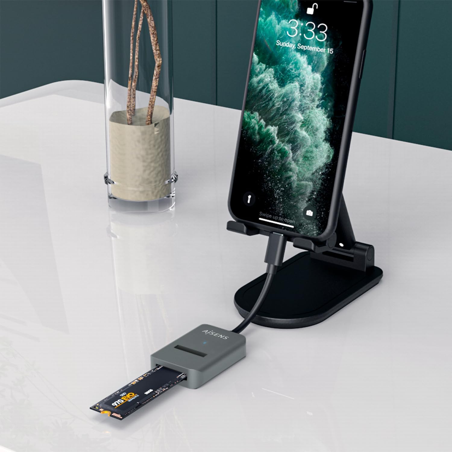 Dock USB Tipo-C para SSD M2 SATA/NVMe Aisens ASUC-M2D012-GR/ Cinzento - Imagem 6