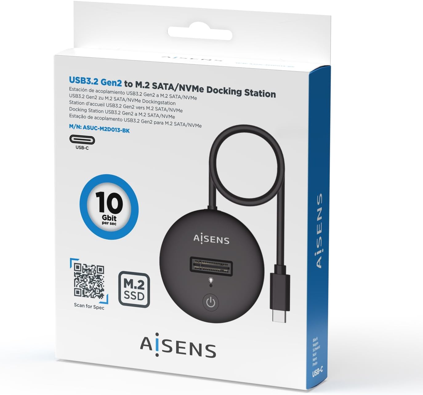 Dock USB Tipo-C para SSD M2 SATA/NVMe Aisens ASUC-M2D013-BK/ Preto - Imagem 5