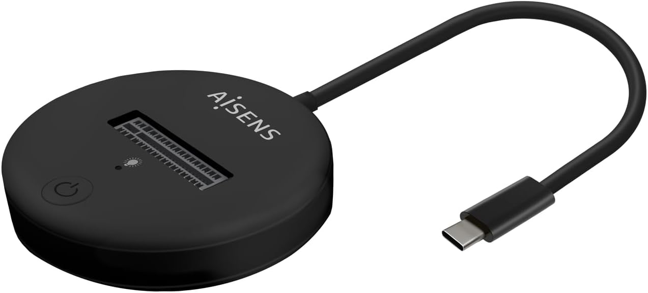 Dock USB Tipo-C para SSD M2 SATA/NVMe Aisens ASUC-M2D013-BK/ Preto