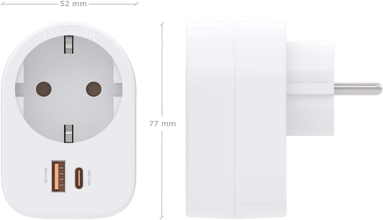 Tomada Aisens ASPS-1A1C06-W/ 1 Tomada de Corrente/ 1 USB Tipo-C PD/ 1 USB/ Branco - Imagem 4