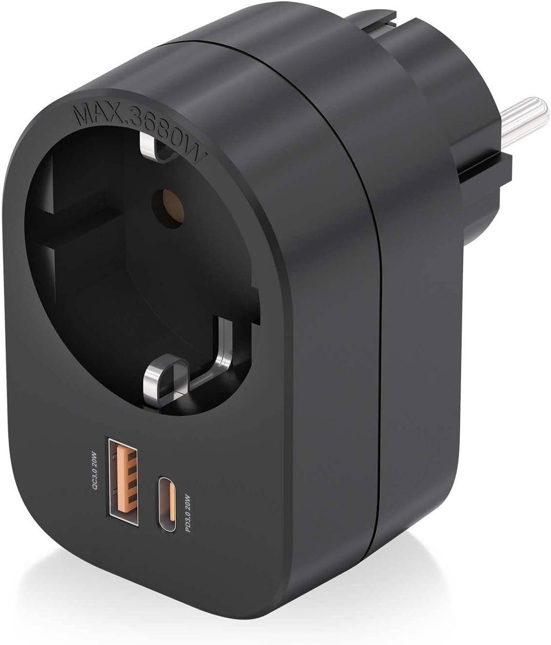Tomada Aisens ASPS-1A1C07-BK/ 1 Tomada de Corrente/ 1 USB Tipo-C PD/ 1 USB/ Preto - Imagem 2